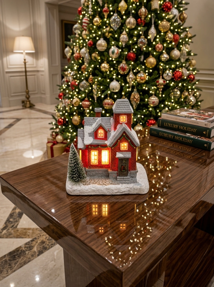 Christmas Village LED Işıklı Kırmızı Yılbaşı Evi