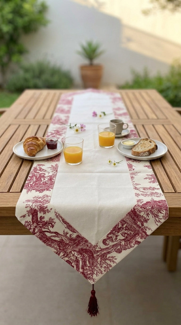 Toile Bugundy Panel Runner