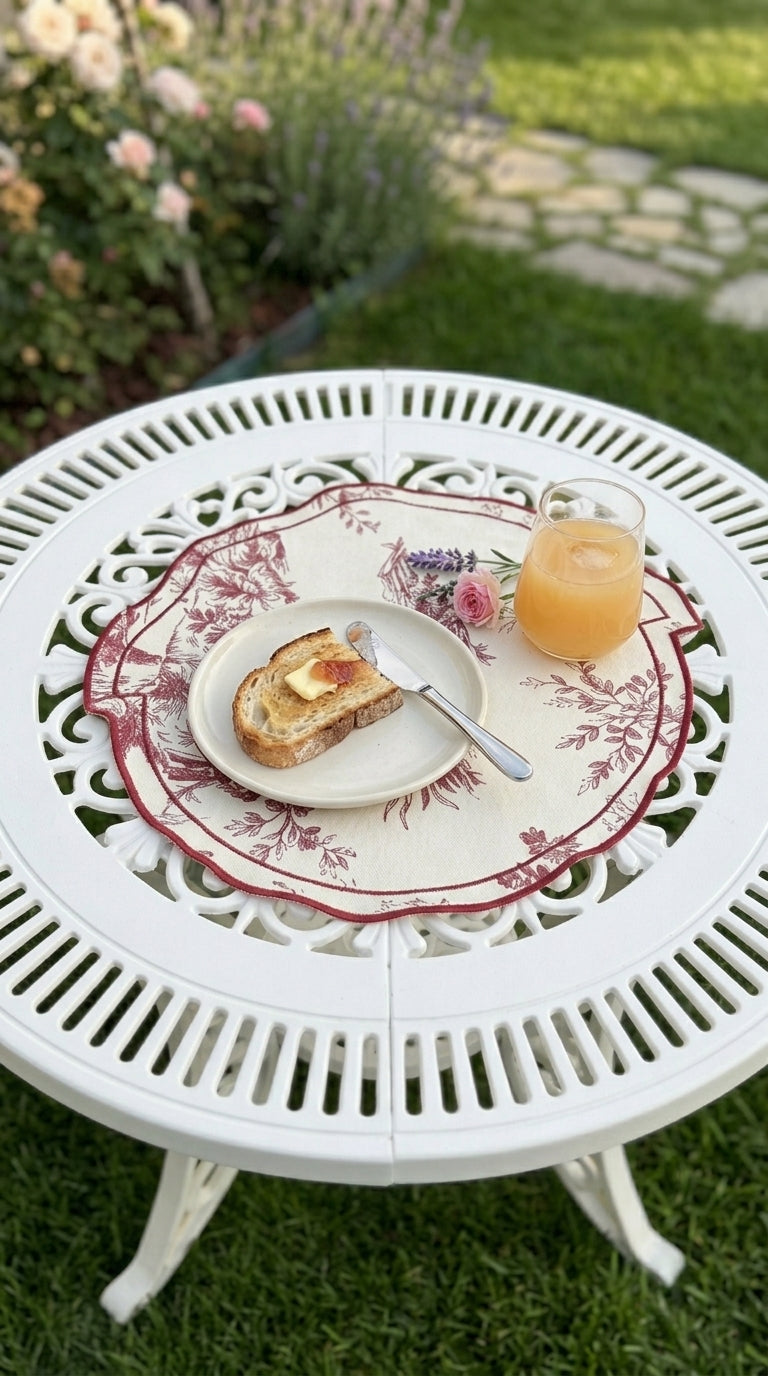مفرش طاولة توال بورغندي أمريكي