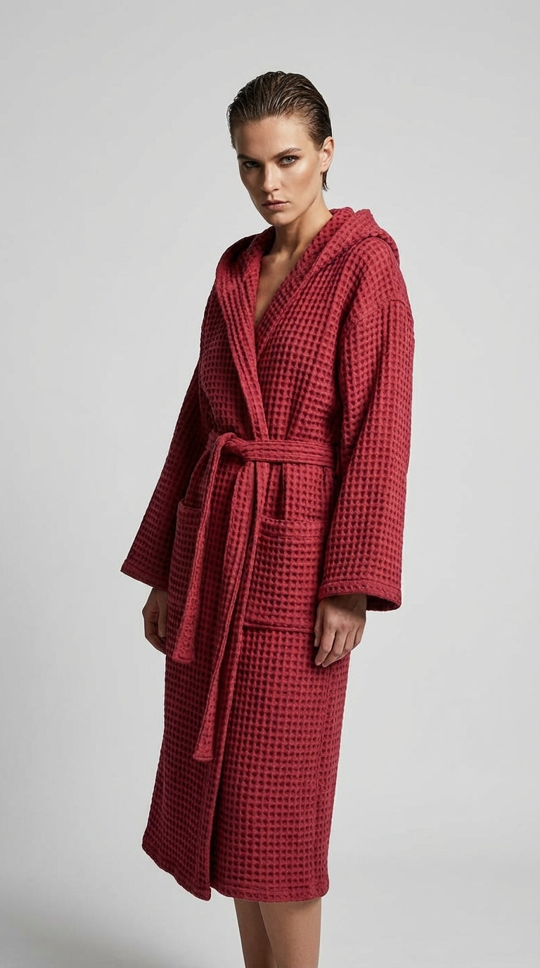 Burgundy Waffle Bathrobe