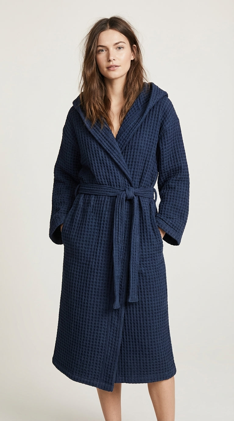 Lacivert Waffle (Gofre) Bornoz