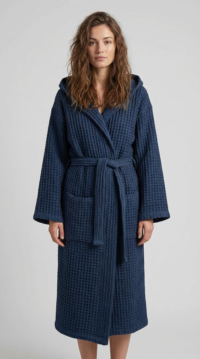 Lacivert Waffle (Gofre) Bornoz