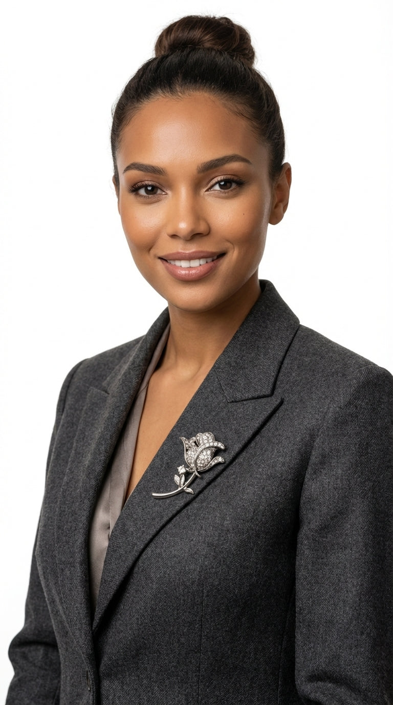 Kristal Çiçek Broş