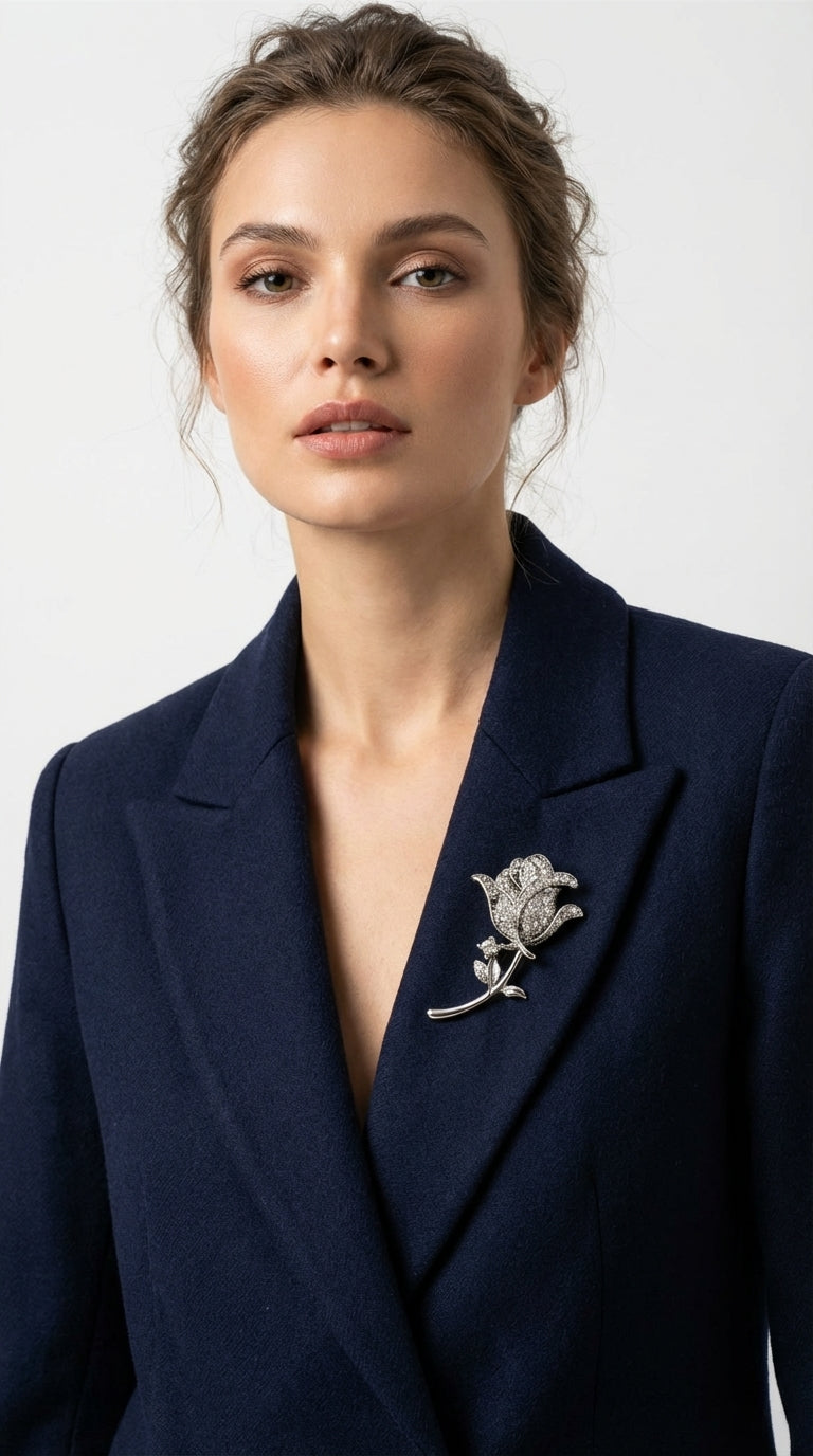 Kristal Çiçek Broş