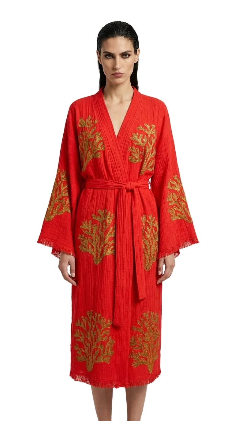 Red Ethereal Coral Kimono