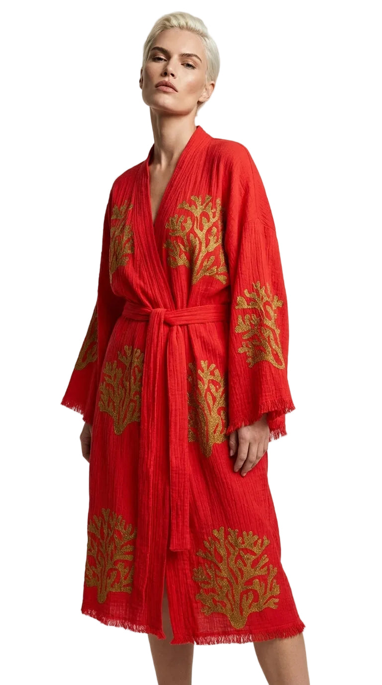 Red Ethereal Coral Kimono