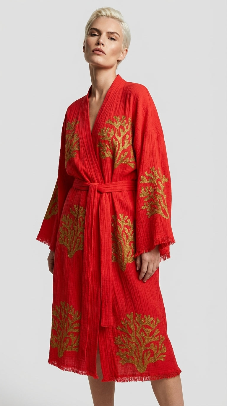 Red Ethereal Coral Kimono