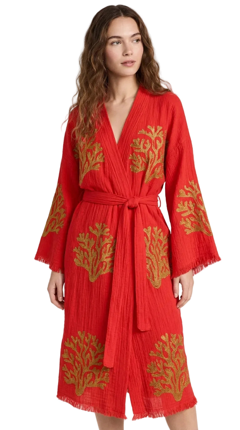 Red Ethereal Coral Kimono