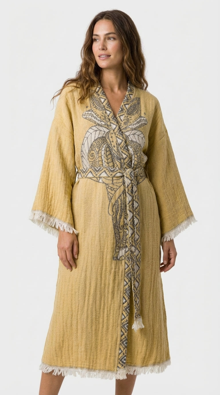 Yellow Elephant Kimono
