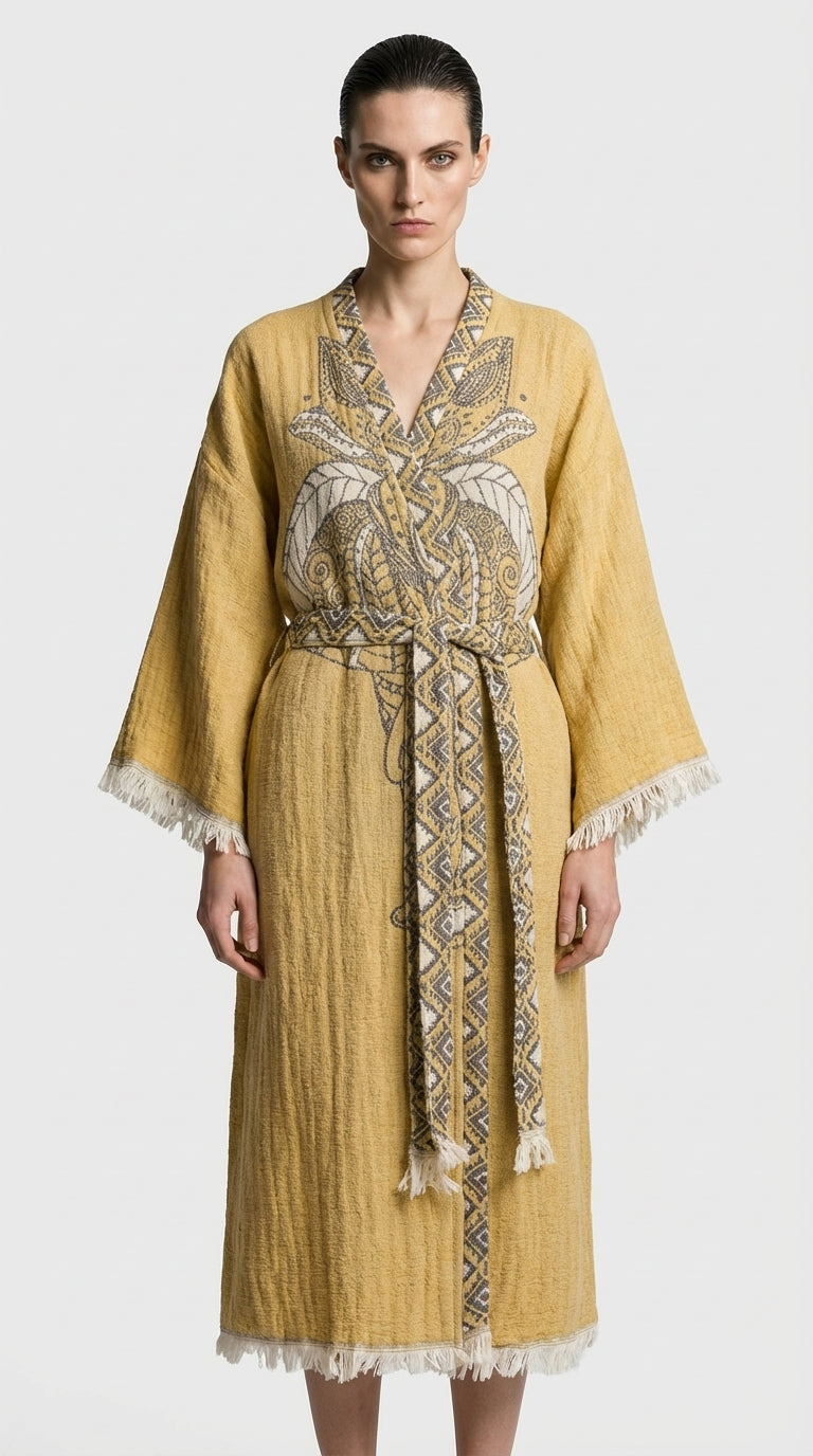 Yellow Elephant Kimono
