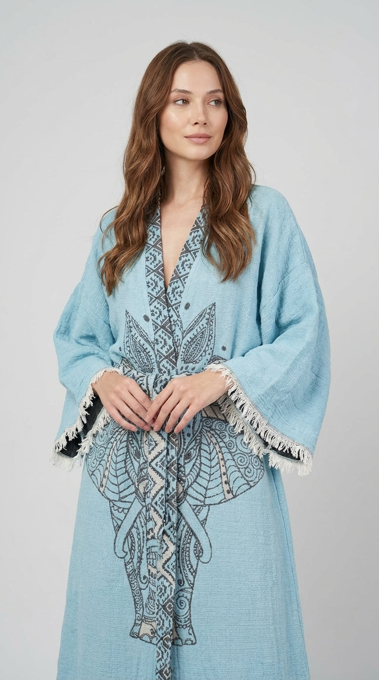 Blue Elephant Kimono