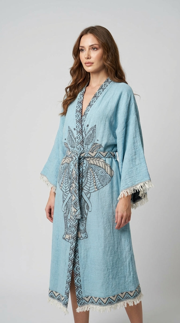 Blue Elephant Kimono