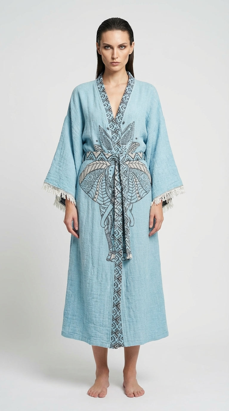 Blue Elephant Kimono