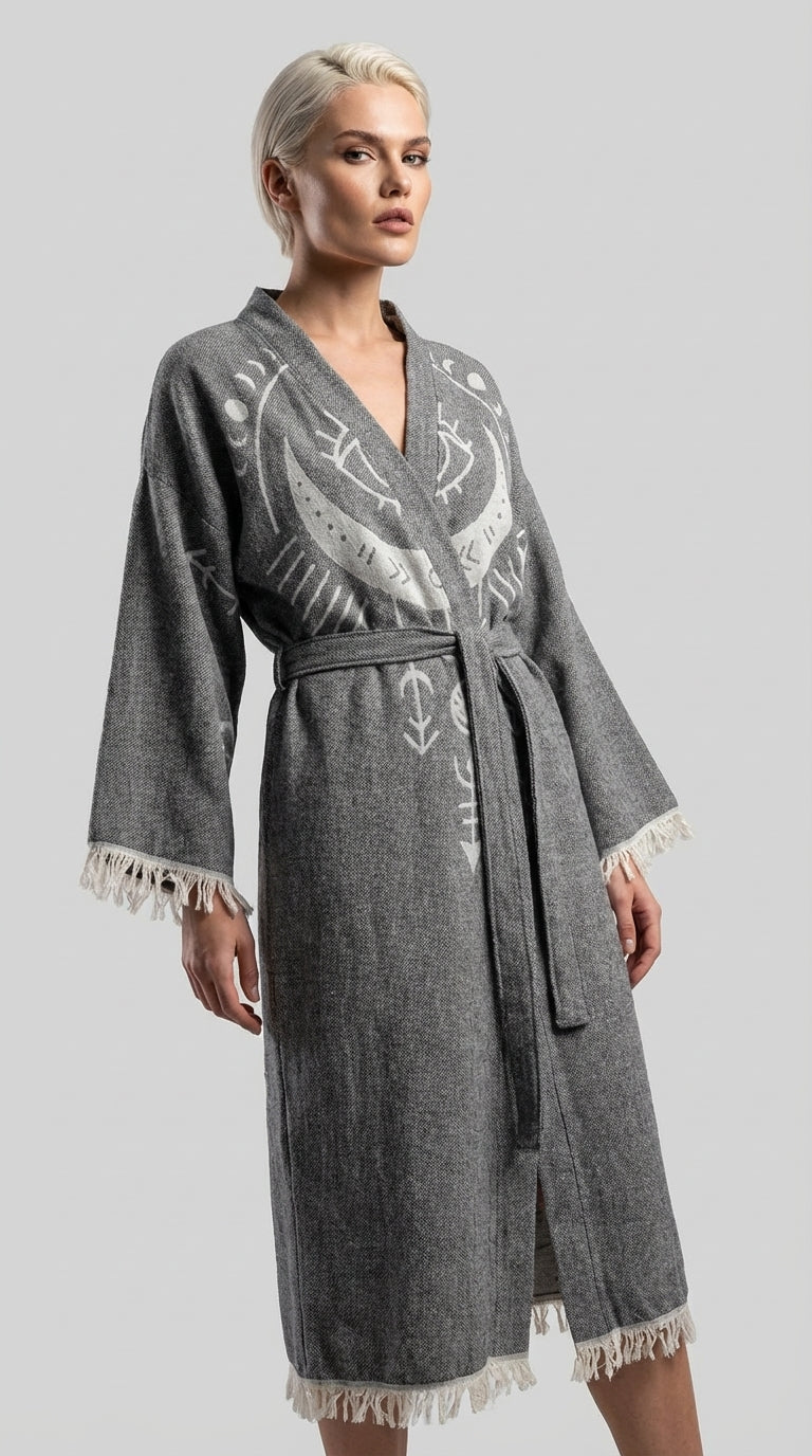 Anthracite Crescent Eye Kimono