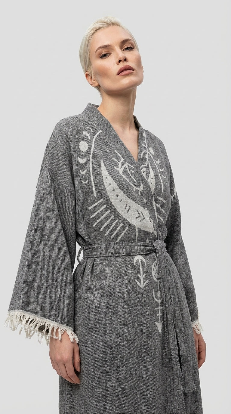 Anthracite Crescent Eye Kimono
