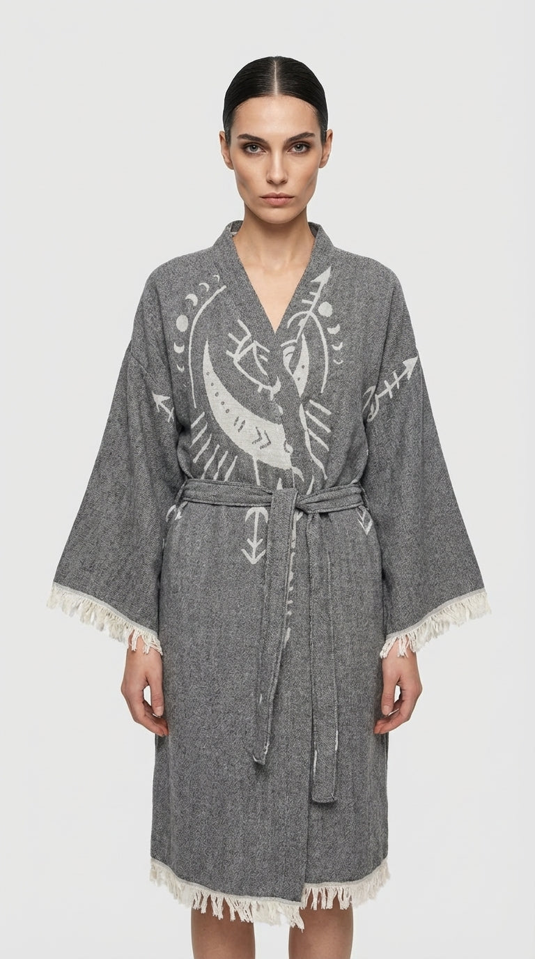 Anthracite Crescent Eye Kimono