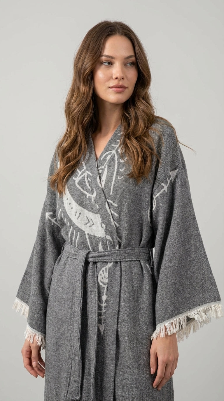 Anthracite Crescent Eye Kimono