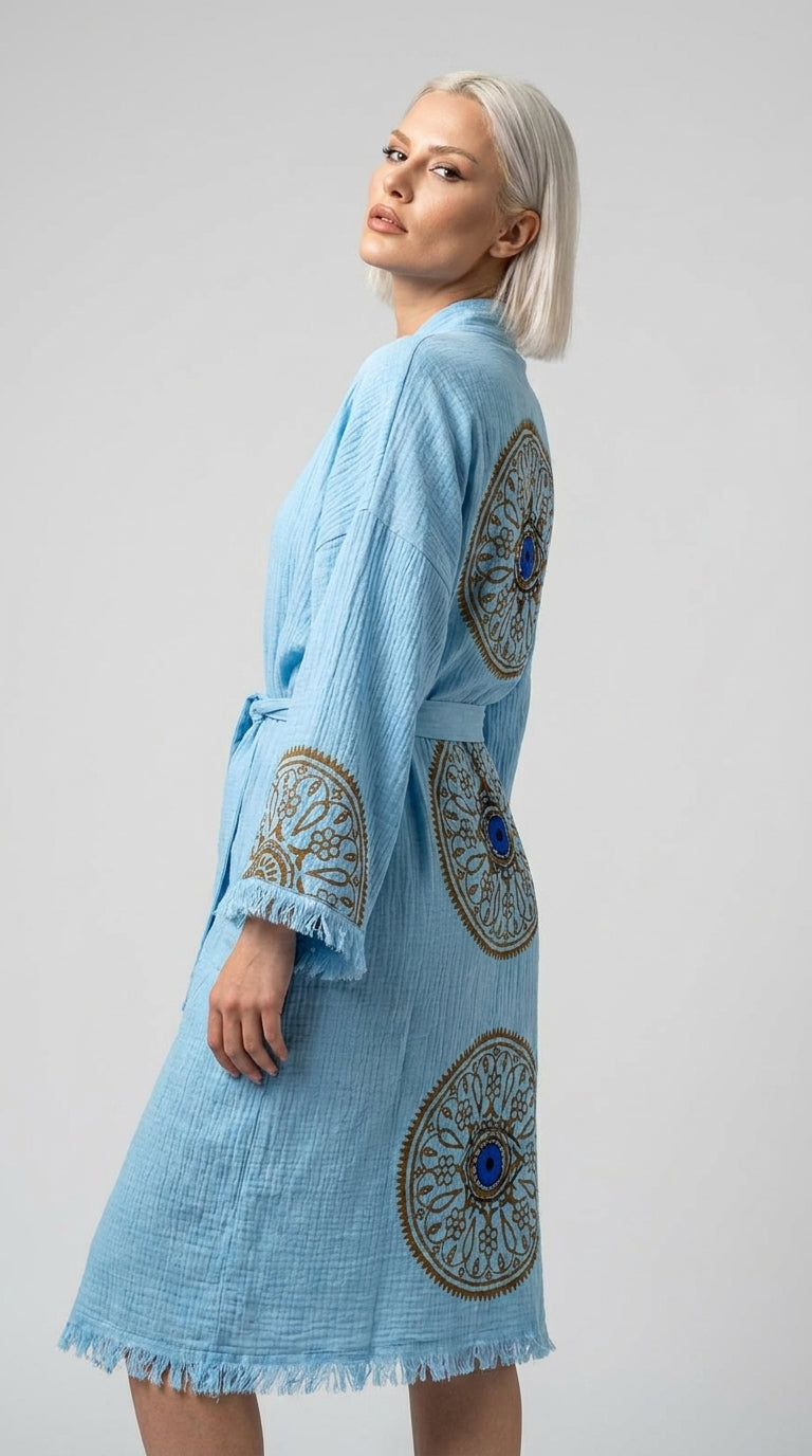 Mandala Eye Kimono- Mavi