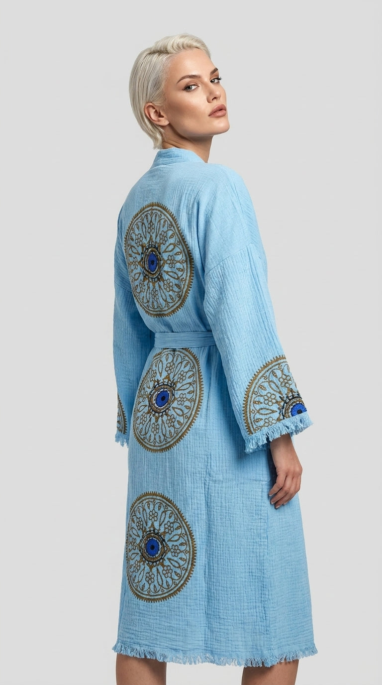 Mandala Eye Kimono- Mavi