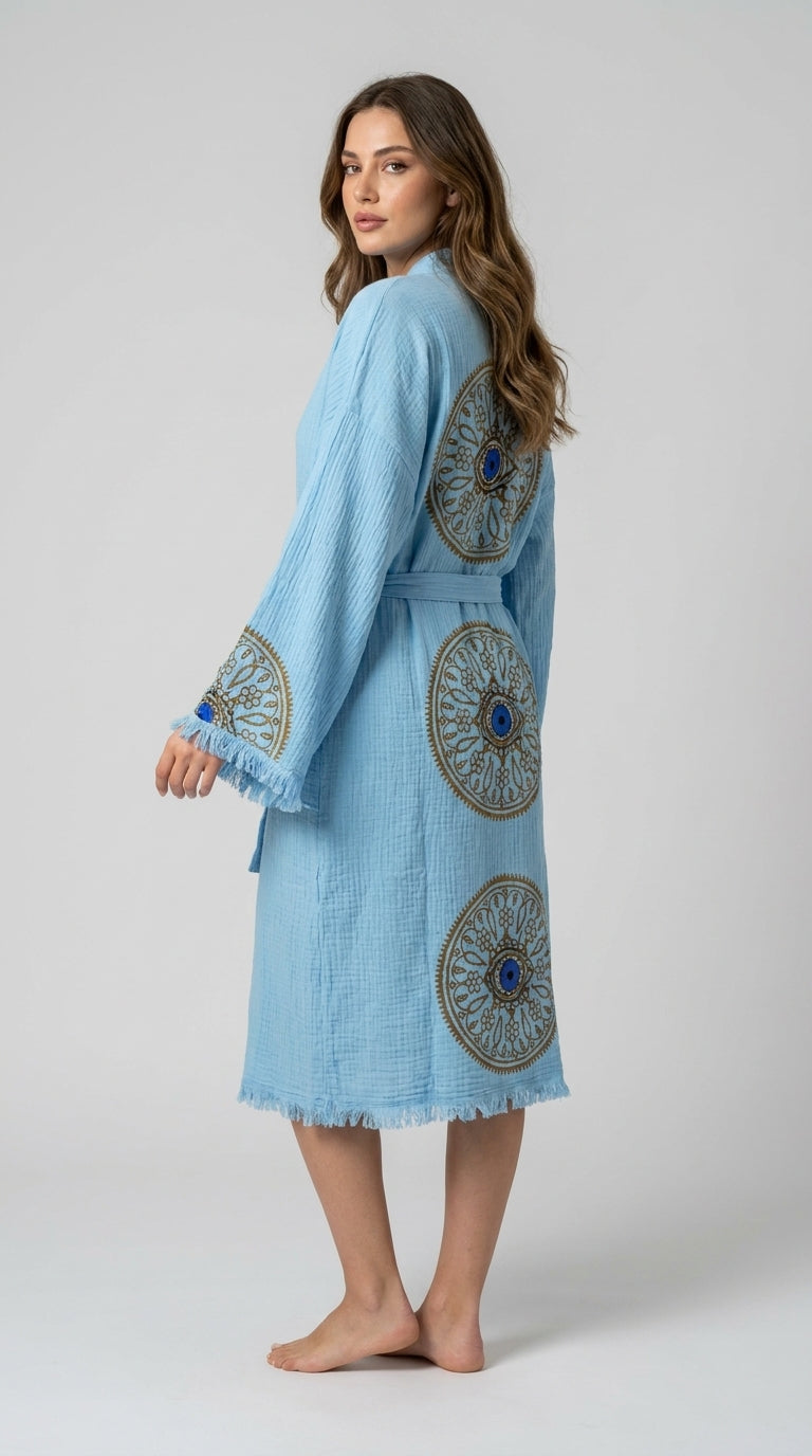 Mandala Eye Kimono- Mavi