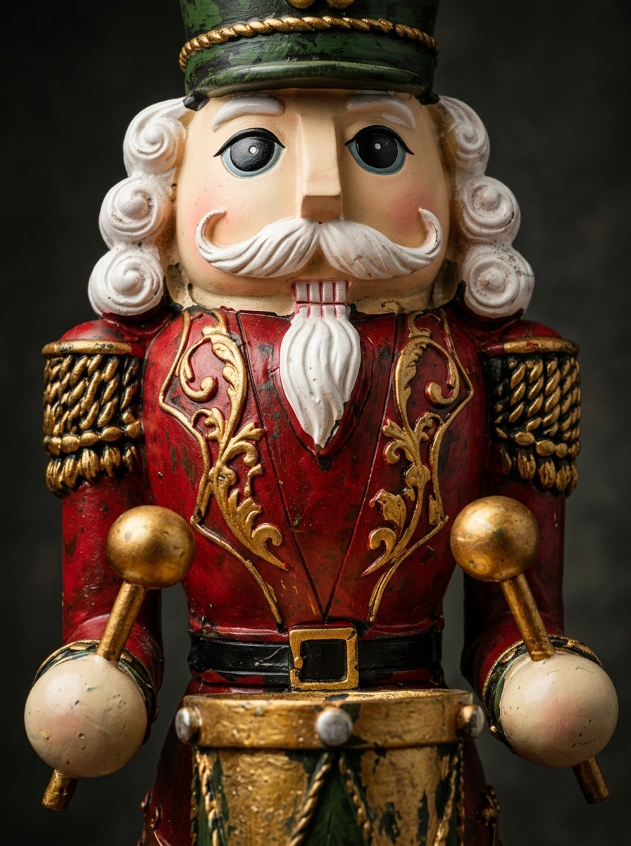 Royal Nutcracker Drummer Kırmızı Üniformalı Dekoratif Fındıkkıran – 34 CM