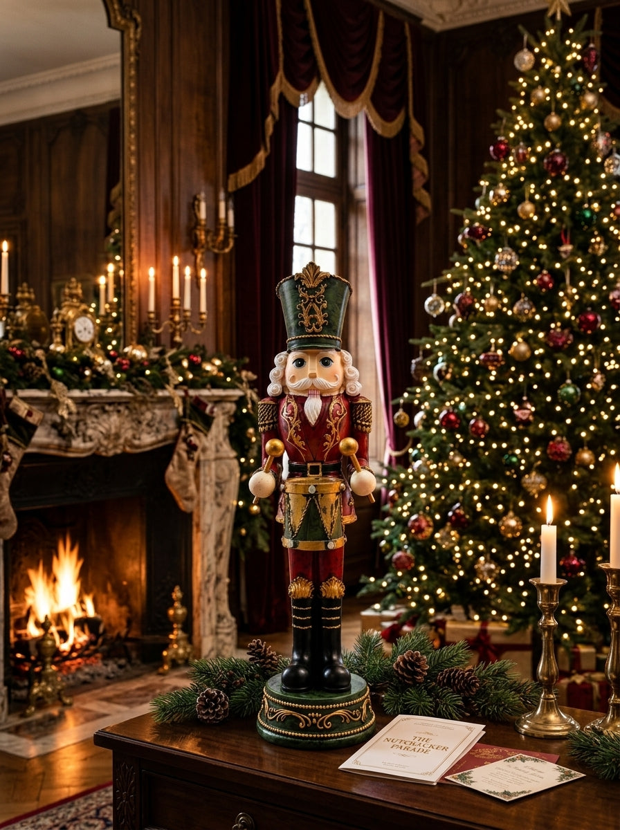 Royal Nutcracker Drummer Kırmızı Üniformalı Dekoratif Fındıkkıran – 34 CM