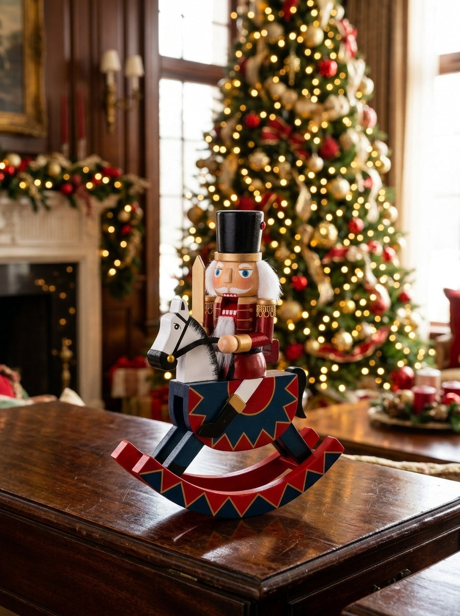Royal Rider Nutcracker on Rocking Horse Christmas Ornament – 25 CM x 30 CM