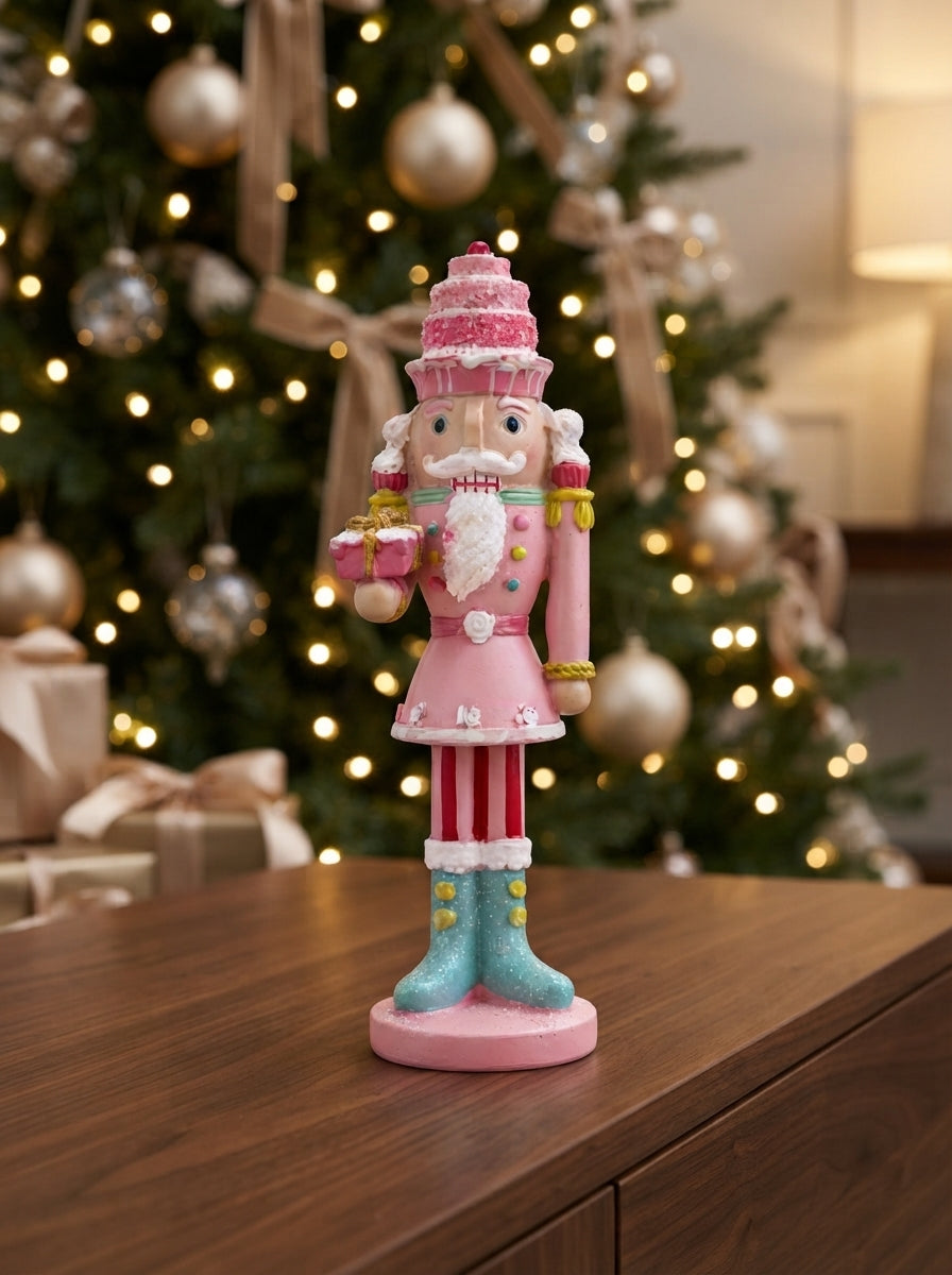 Pink Candy Nutcracker Dekoratif Fındıkkıran Figür - 18 CM