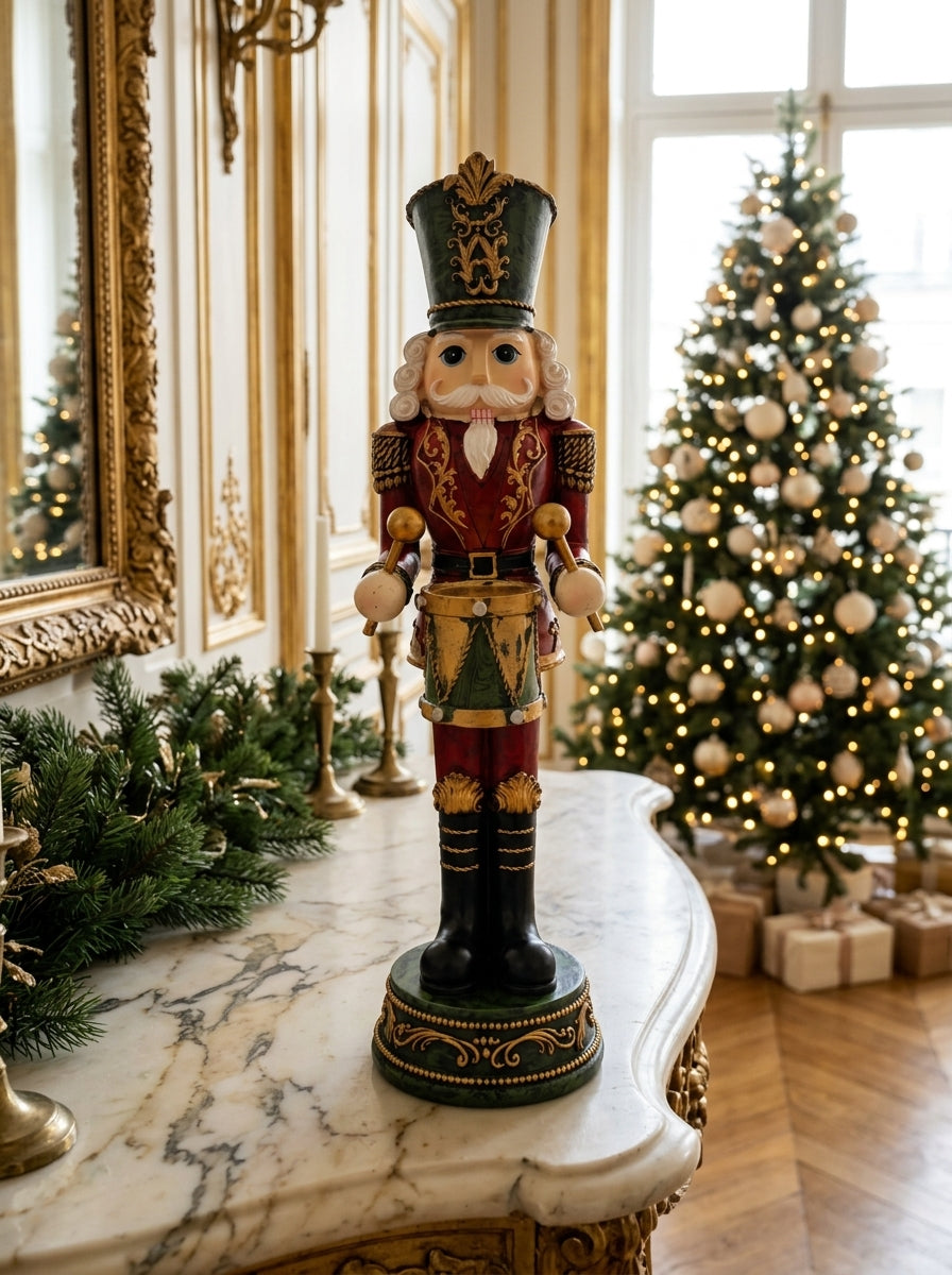 Royal Nutcracker Drummer Kırmızı Üniformalı Dekoratif Fındıkkıran – 34 CM