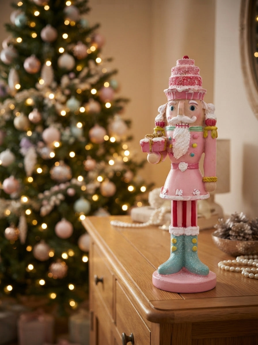Pink Candy Nutcracker Dekoratif Fındıkkıran Figür - 18 CM