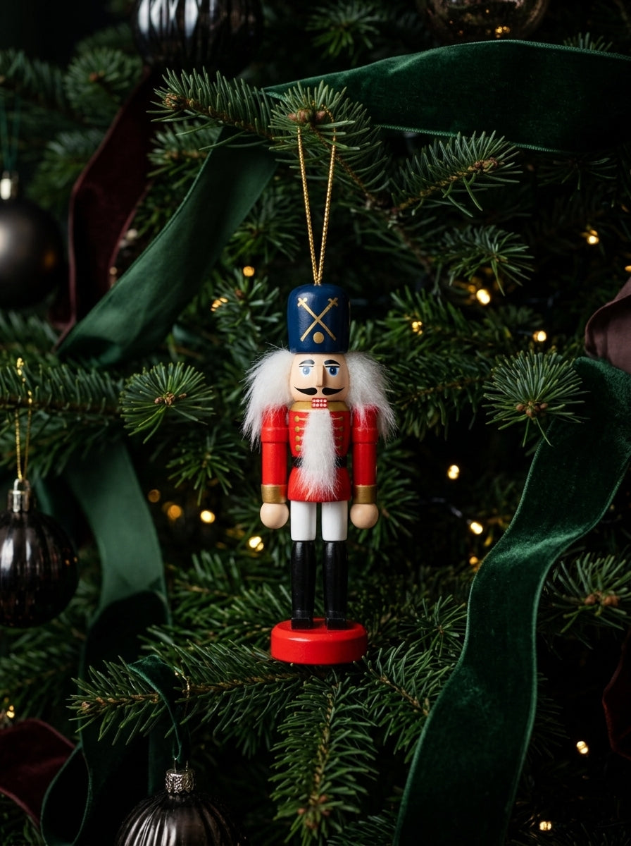 Royal Navy Nutcracker Guard – Lacivert Şapkalı Fındıkkıran Asker Yılbaşı Ağacı Süsü - 12 CM
