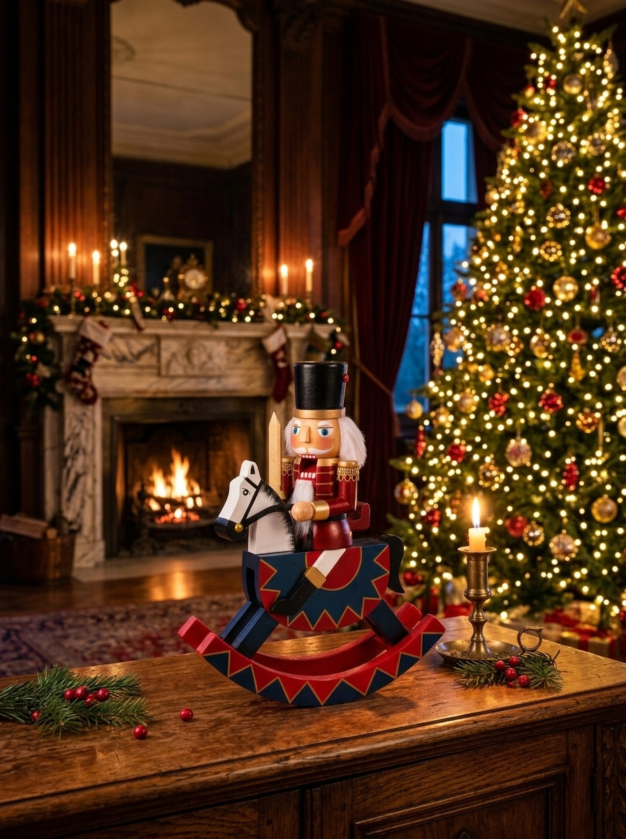 Royal Rider Nutcracker on Rocking Horse Christmas Ornament – 25 CM x 30 CM
