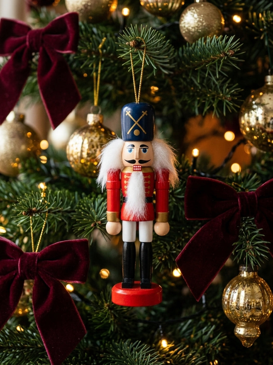 Royal Navy Nutcracker Guard – Lacivert Şapkalı Fındıkkıran Asker Yılbaşı Ağacı Süsü - 12 CM
