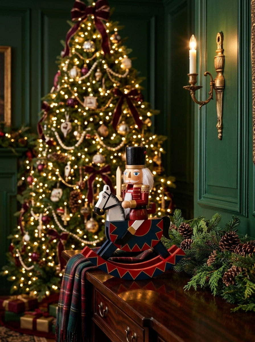 Royal Rider Nutcracker on Rocking Horse Christmas Ornament – 25 CM x 30 CM