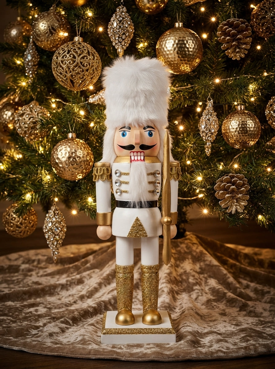 White Gold Royal Guard Ahşap Fındıkkıran Kurşun Asker - 20 CM