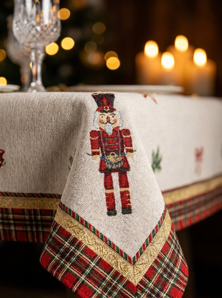 Christmas Nutcracker Tapestry Kare Yılbaşı Masa Örtüsü
