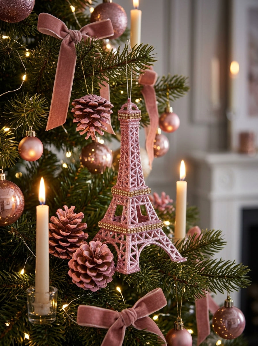 Pink Glitter Eyfel Kulesi Yılbaşı Süsü
