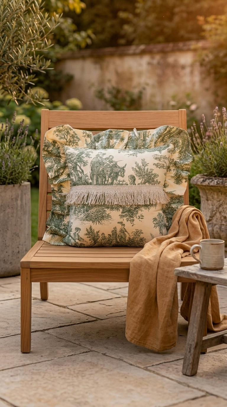 وسادة ruffle خضراء توال