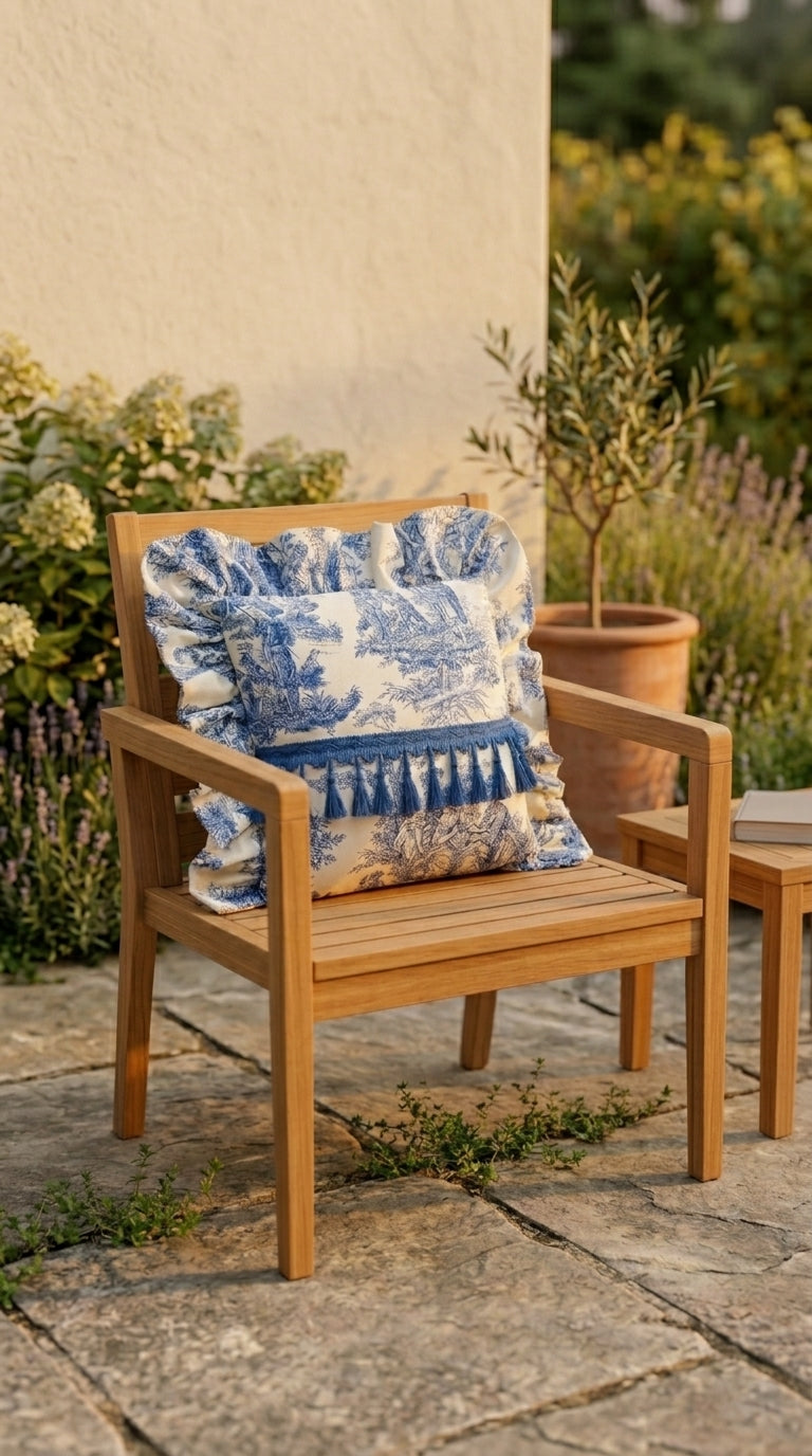 Toile Azure Ruffle Kırlent