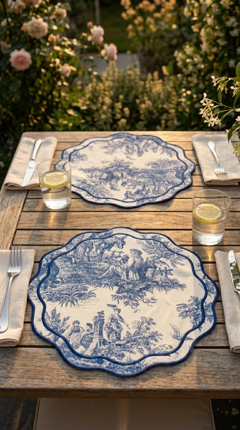 مفارش توال أزور (Toile Azure) للطاولات