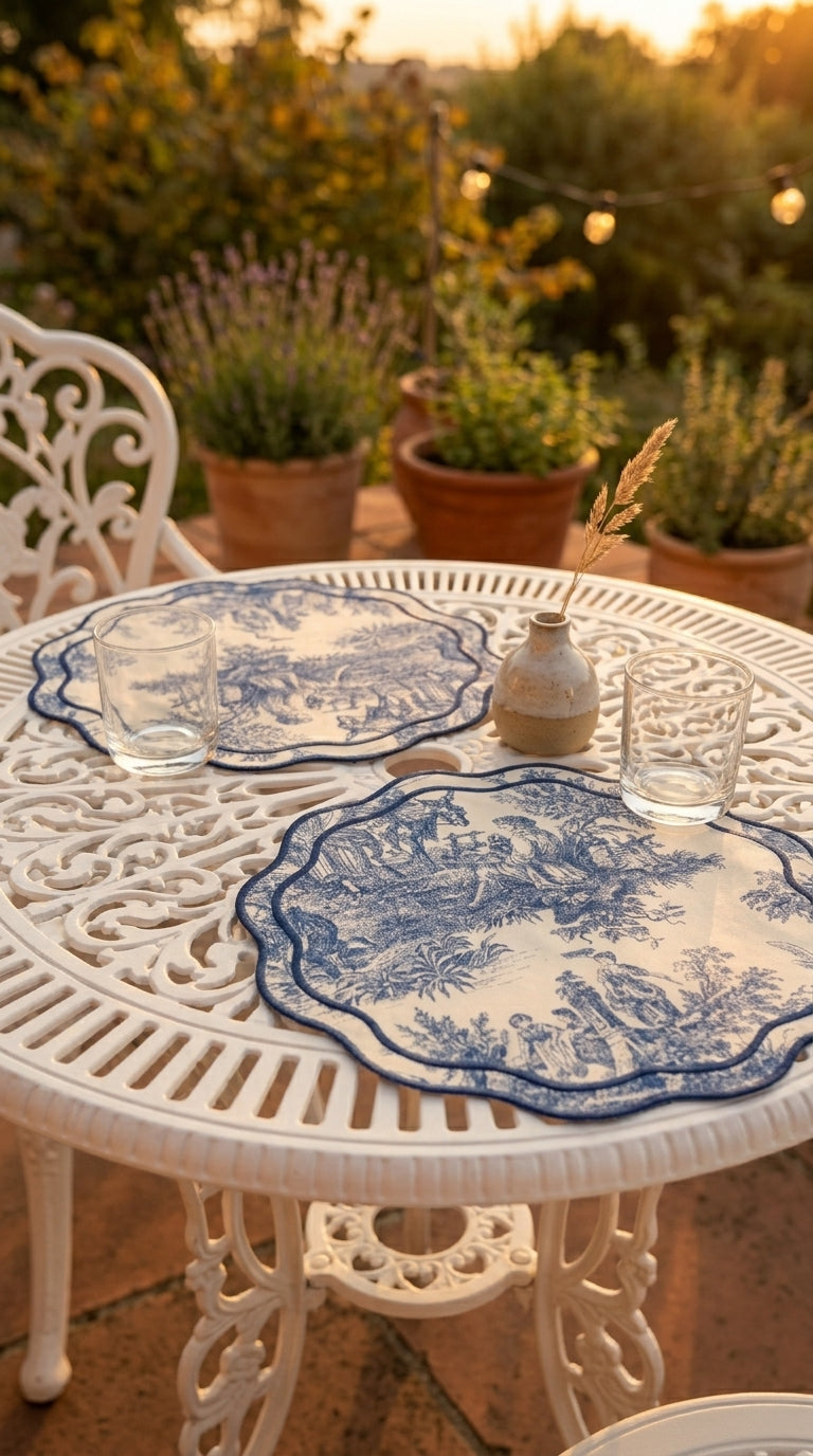 مفارش توال أزور (Toile Azure) للطاولات