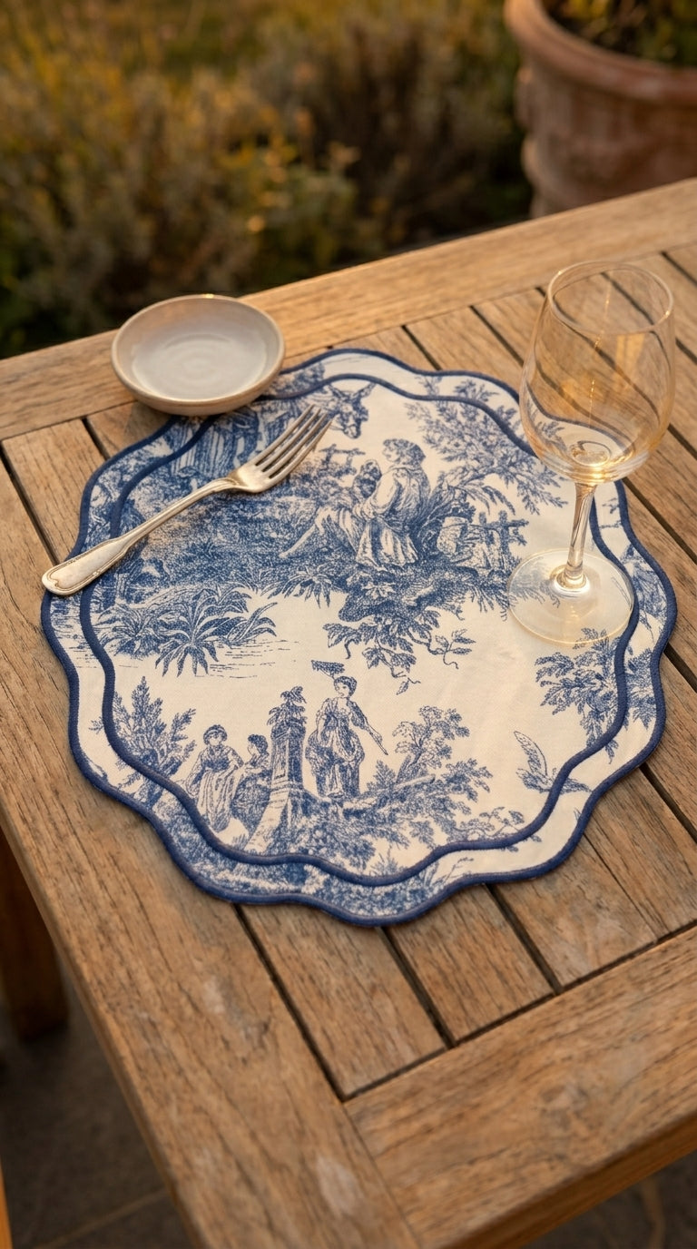مفارش توال أزور (Toile Azure) للطاولات