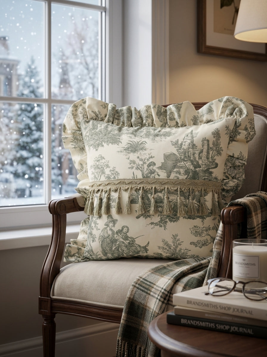 Toile Verde Ruffle Yastık