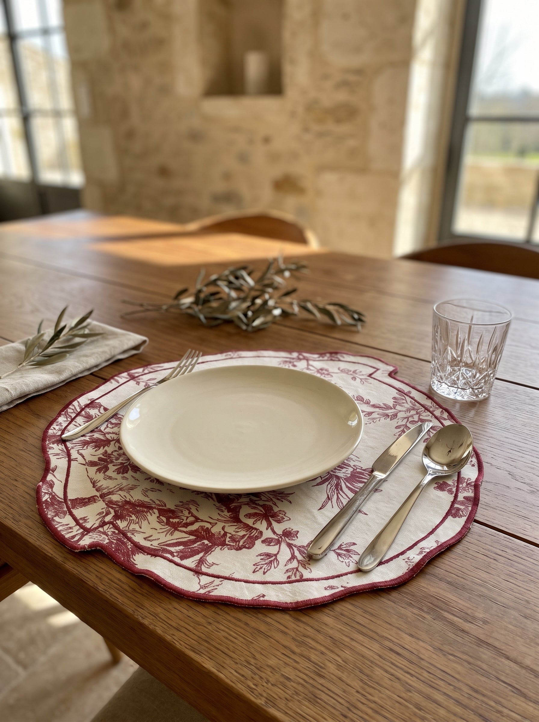 Toile Burgundy Amerikan Servis