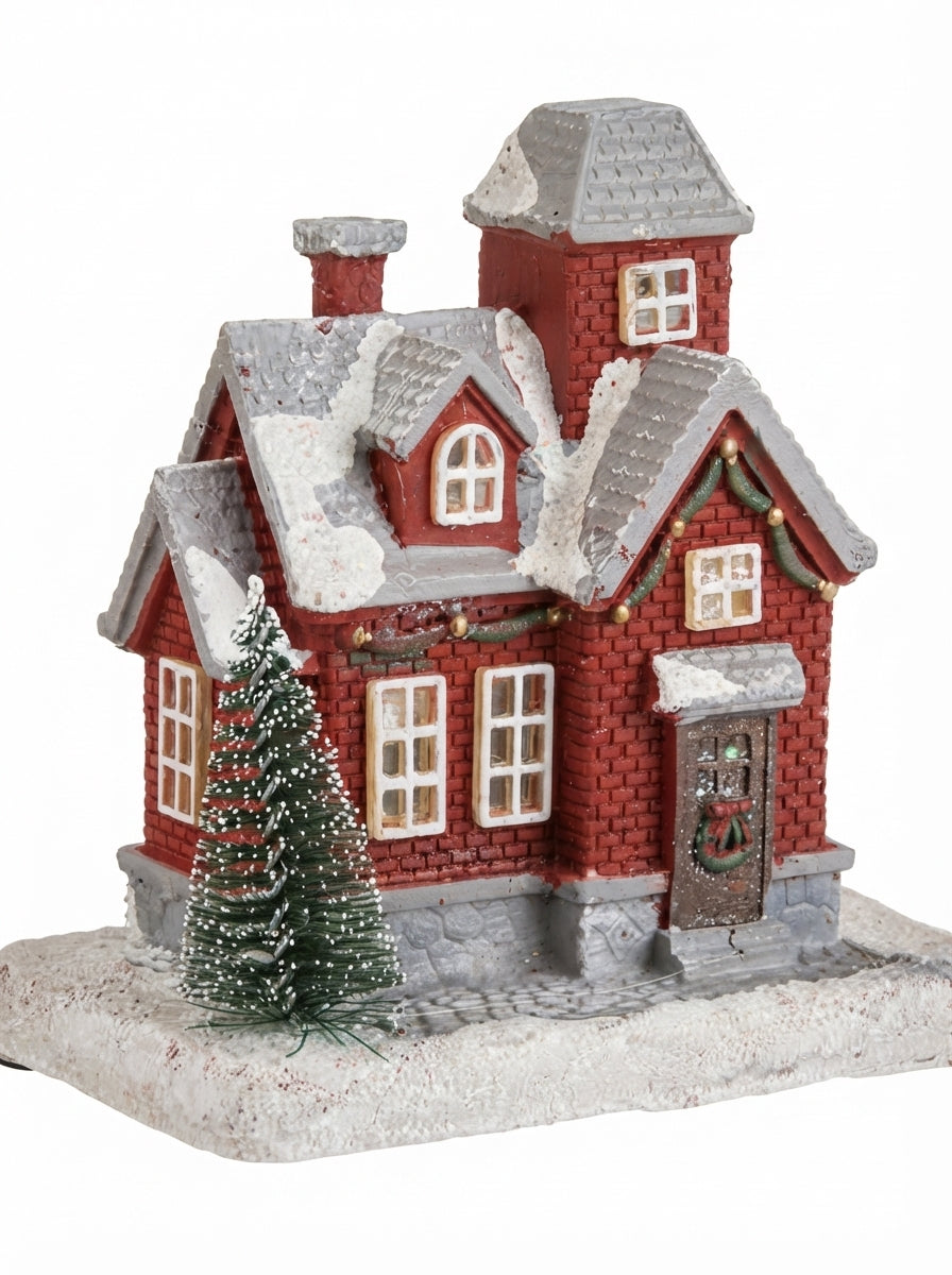 Christmas Village LED Işıklı Kırmızı Yılbaşı Evi
