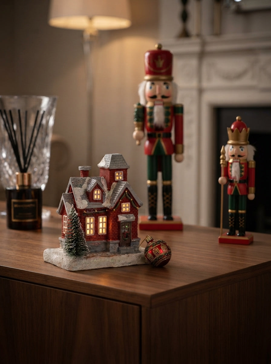 Christmas Village LED Işıklı Kırmızı Yılbaşı Evi