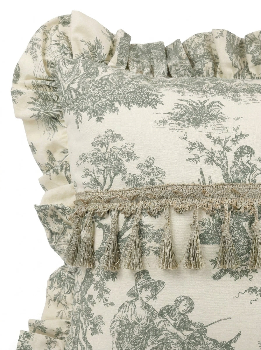 Toile Verde Ruffle Yastık