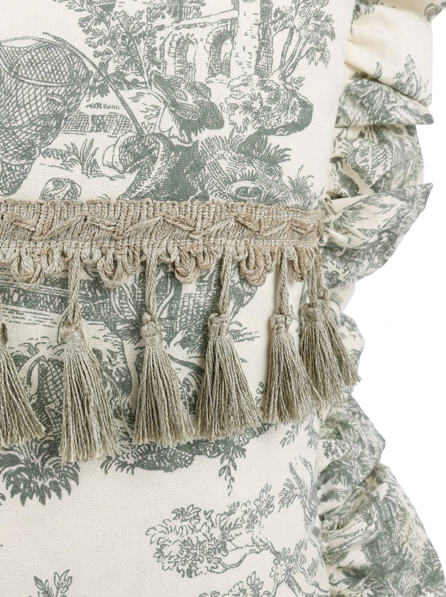 Toile Verde Ruffle Yastık
