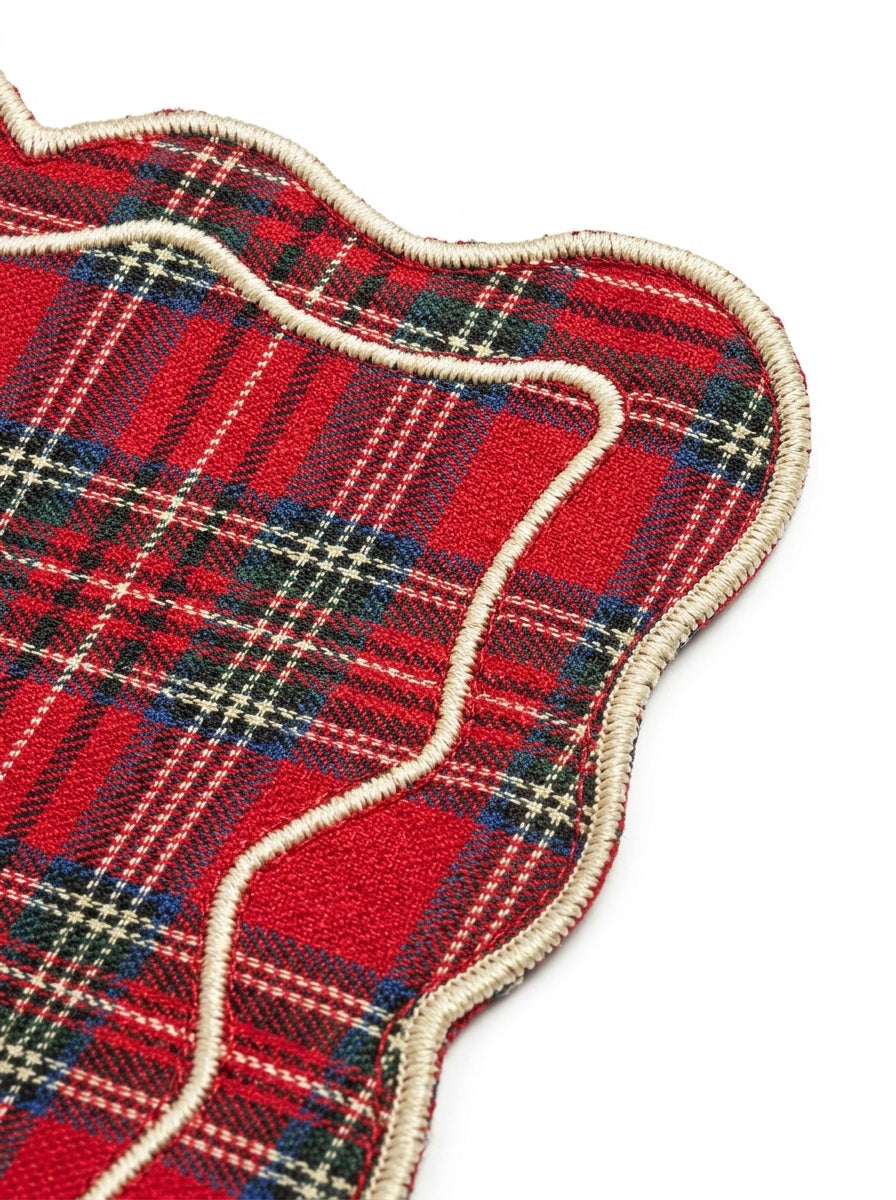 Tartan Rouge Bow Dikdörtgen Amerikan Servis