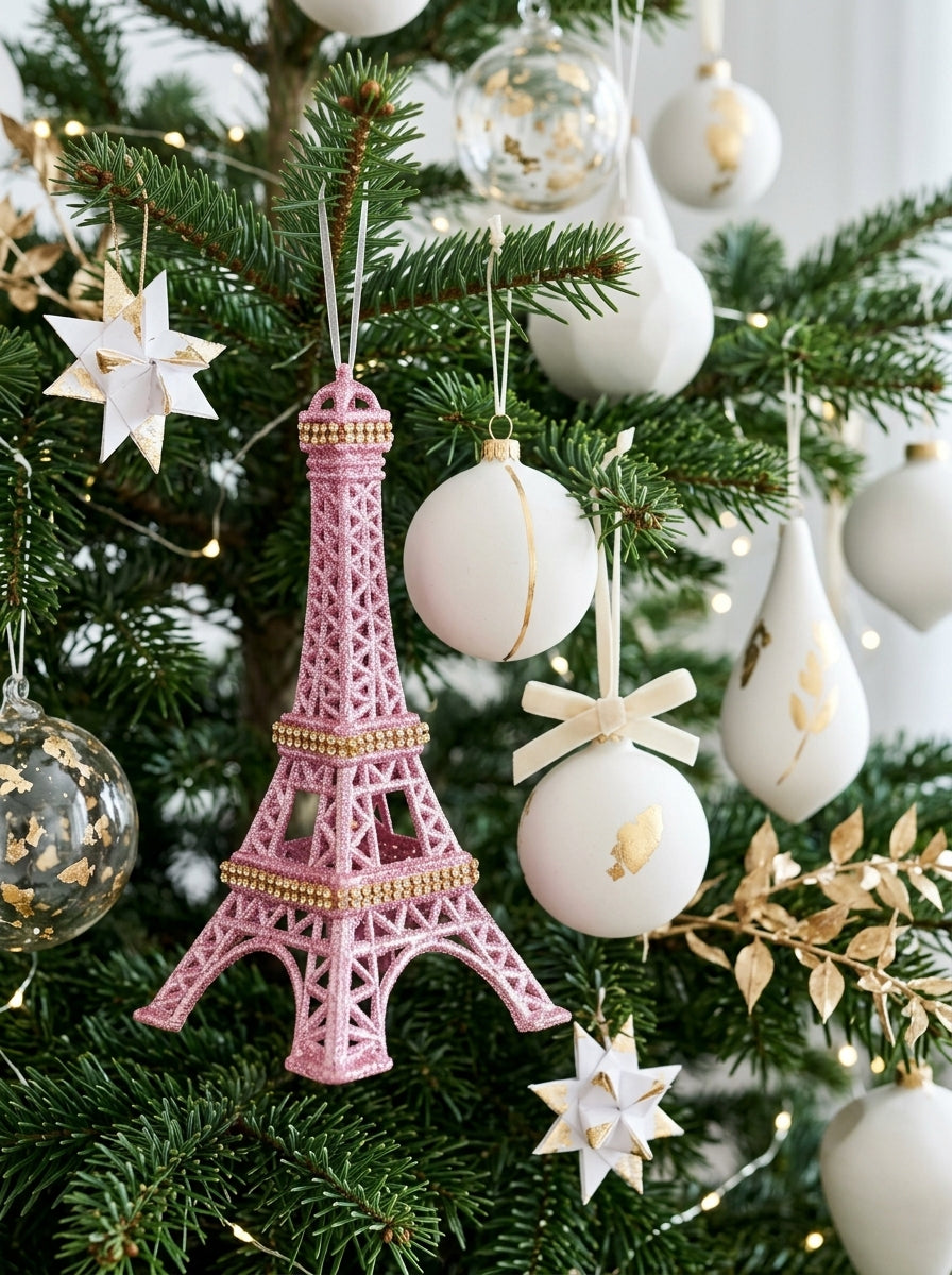 Pink Glitter Eyfel Kulesi Yılbaşı Süsü